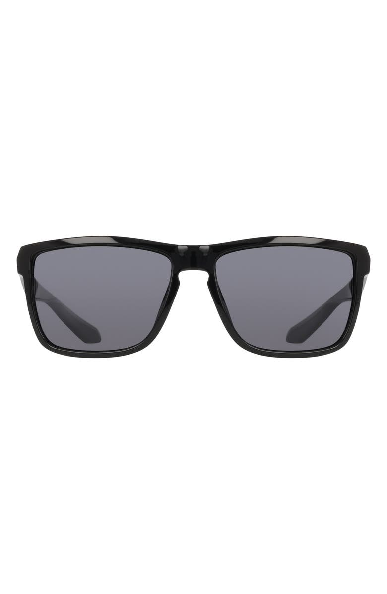 DRAGON 58mm Rectangular Sunglasses, Main, color, Shiny Black/ Smoke Lens