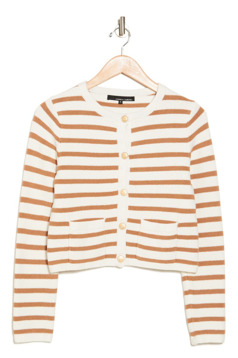 Stripe Crop Jacket, Alternate, color, IVORY/ TOAST