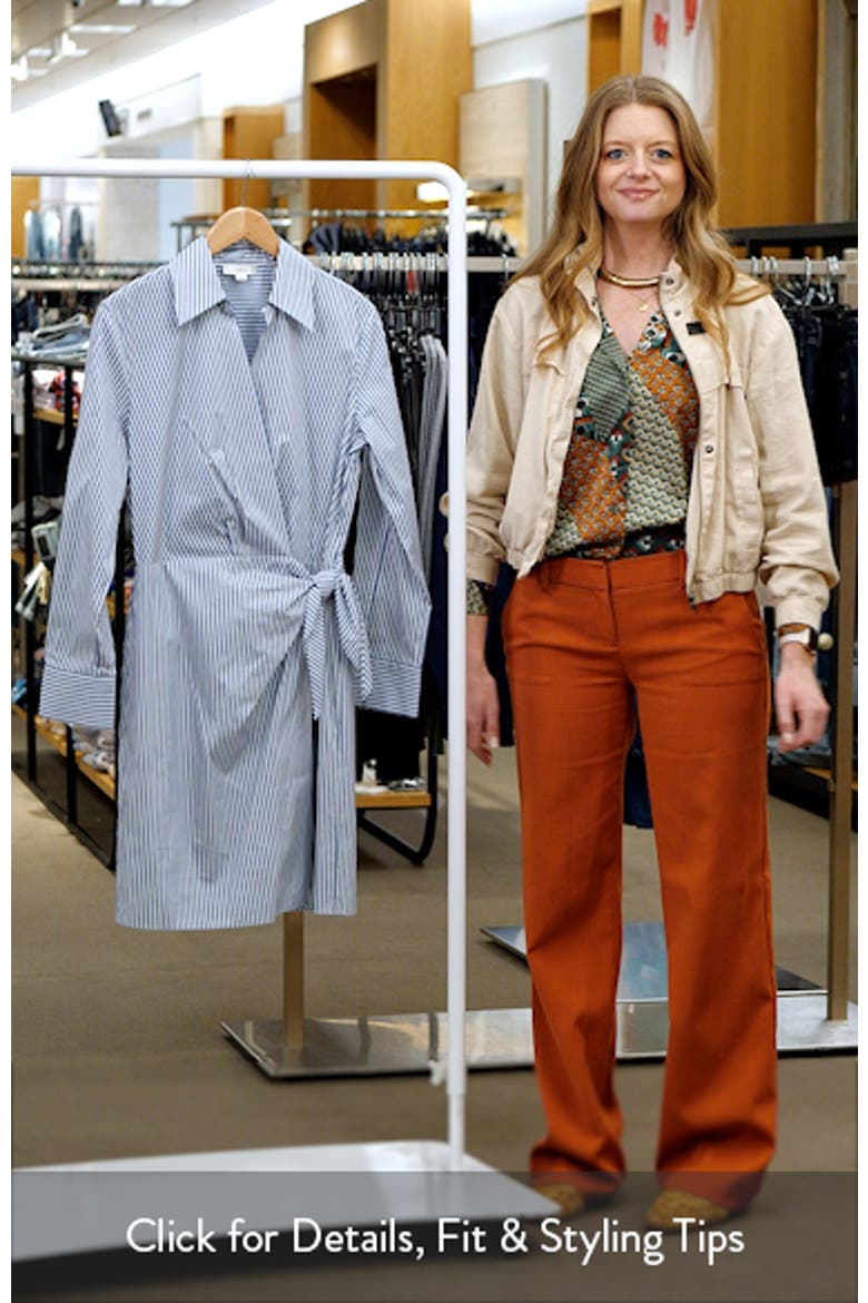 Furrow Stripe Long Sleeve Wrap Shirtdress video