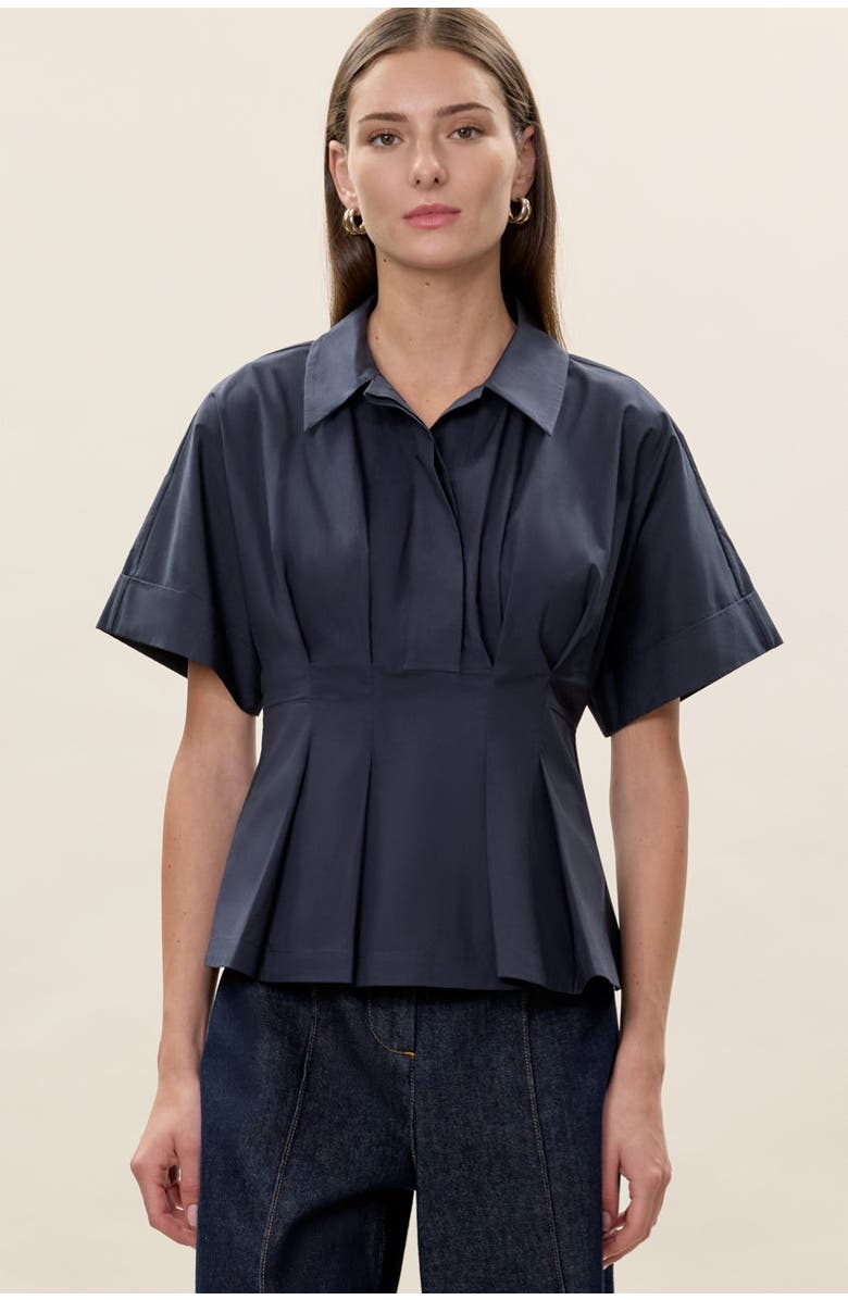 Rebecca Taylor Aisley Poplin Blouse, Alternate, color, Navy