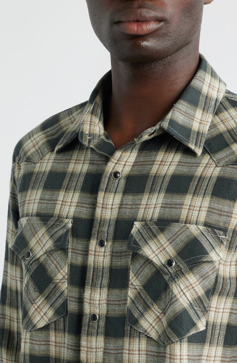 AG Huston Classic Fit Plaid Western Snap-Up Shirt, Alternate, color, Charcoal Grey Multi