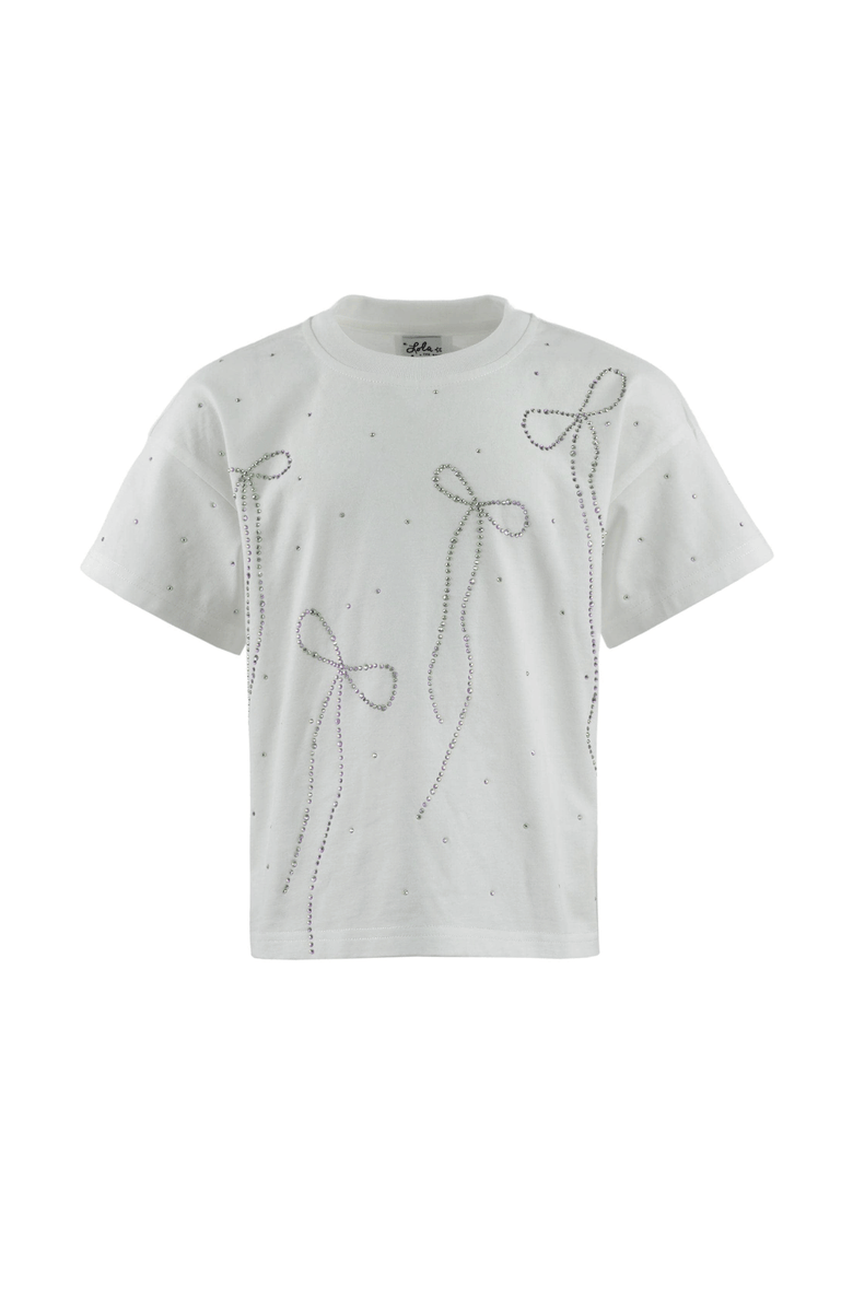 Lola + The Boys Crystal Bows T-shirt, Main, color, White