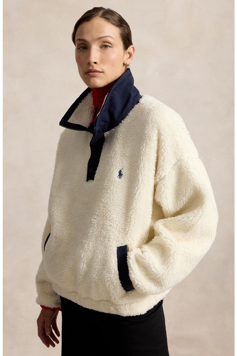 Polo Bear High Pile Fleece Pullover, Alternate, color, CLUBHOUSE CREAM MULTI