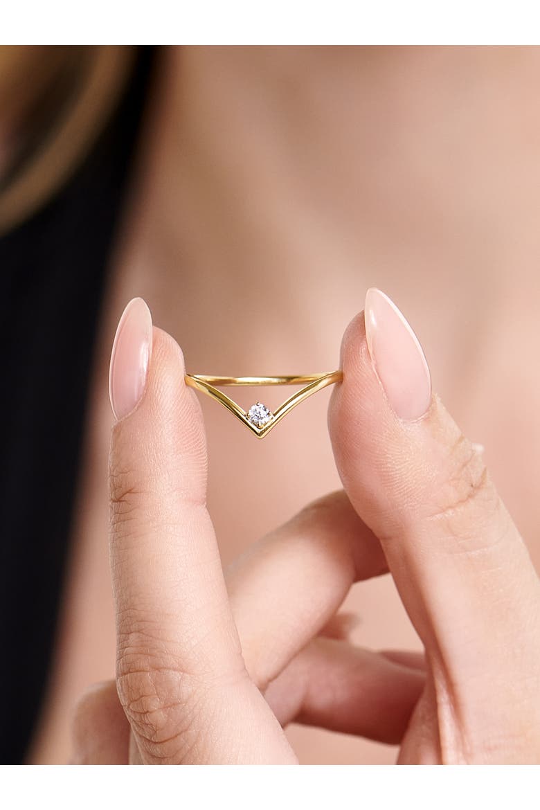Chevron Round Lab Grown Diamond Ring in 14K Gold, Alternate, color, Yellow Gold