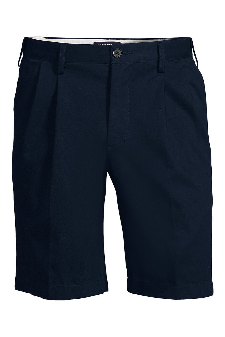 Comfort Waist Pleated 9" No Iron Chino Shorts, Alternate, color, Radiant Navy