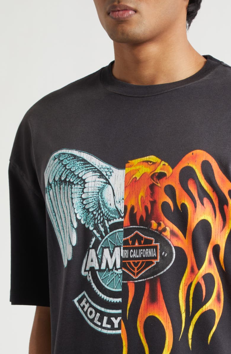 AMIRI Oversize Splice Graphic T-Shirt, Alternate, color, Black