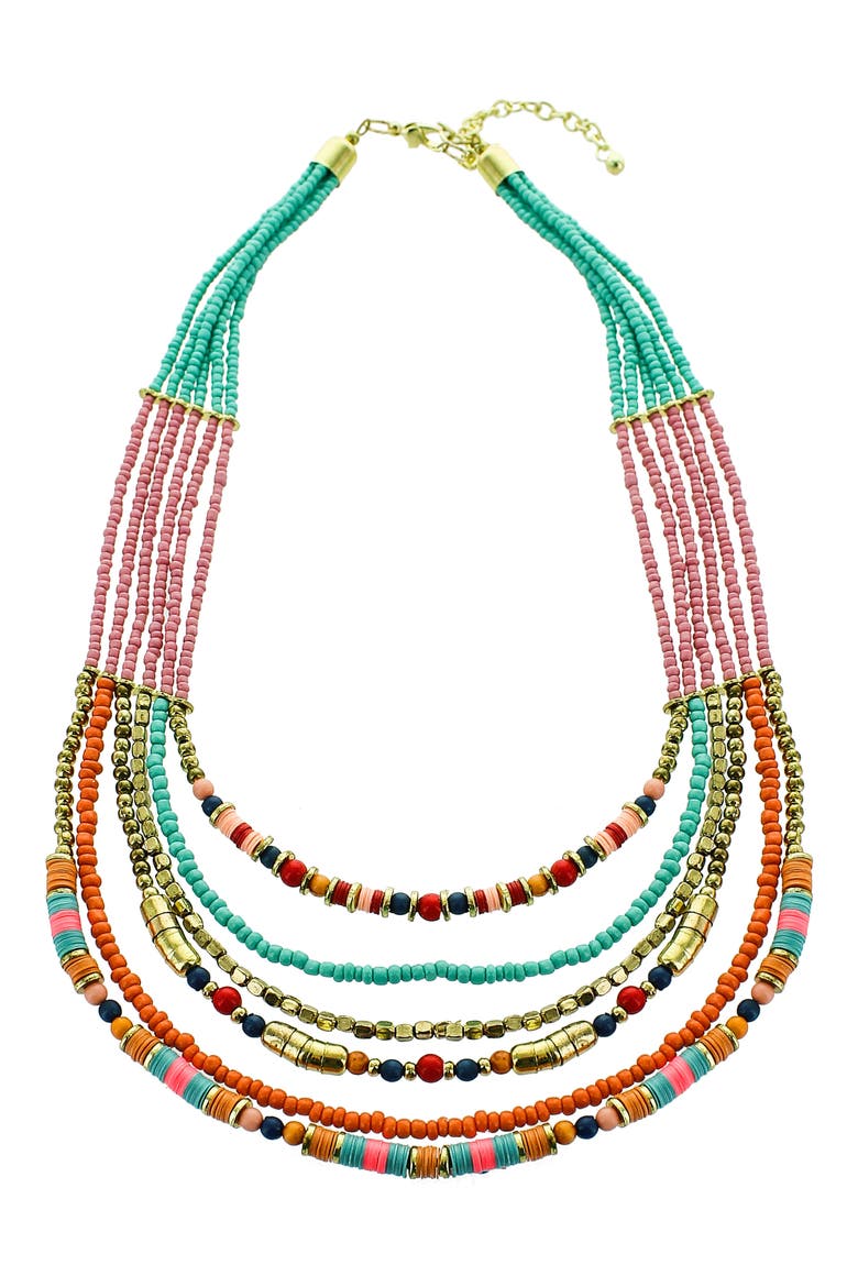 Multistrand Seed Bead Necklace, Main, color, TURQUOISE/ MULTI