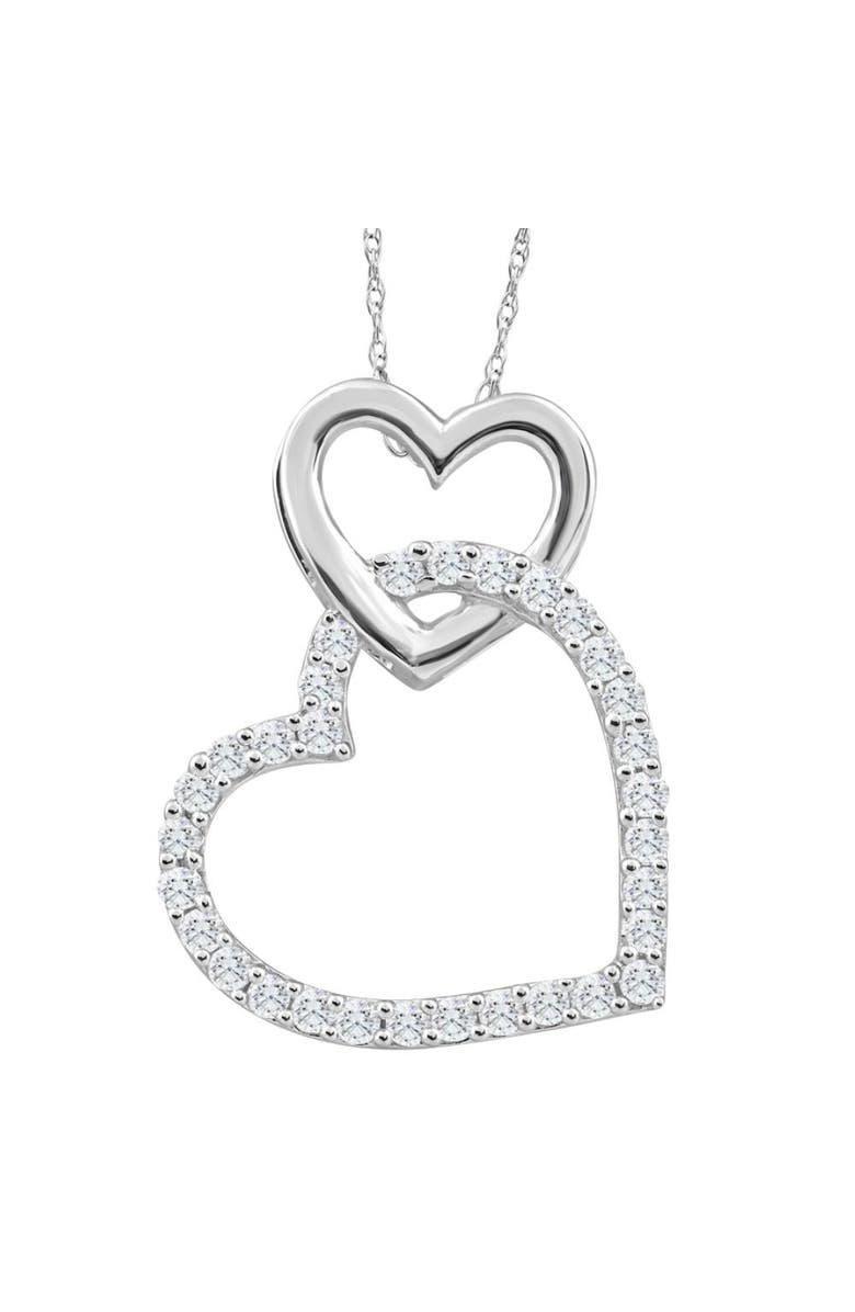 Bliss Diamond 10K Gold 1/4Ct TW Diamond Small Heart Pendant Necklace 1" Tall, Main, color, 