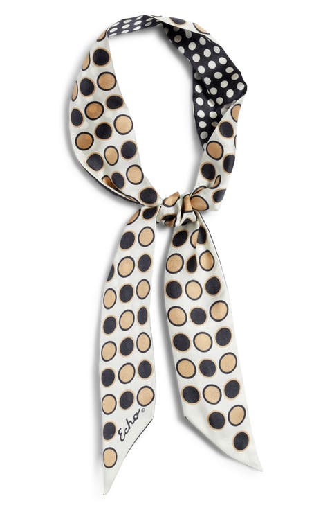 Spot & Dot Silk Satin Ribbon Scarf