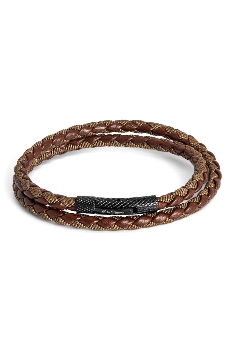 Chelsea Leather Double Wrap Bracelet, Main, color, BROWN
