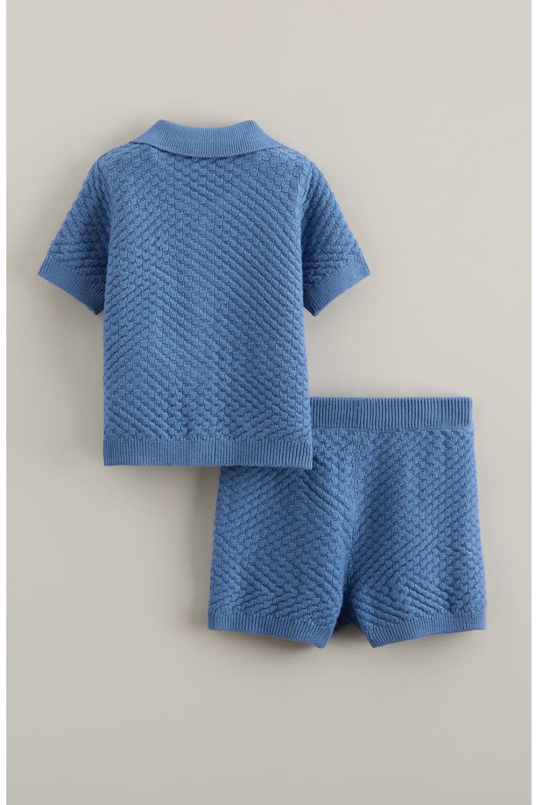 Short Sleeve Knit Button-Up Shirt & Shorts Set, Alternate, color, BLUE RIVIERA