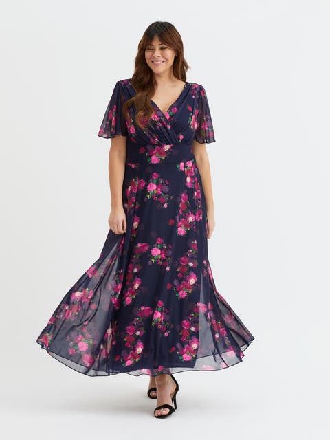 Isabelle Floral Angel Sleeve Maxi Dress
