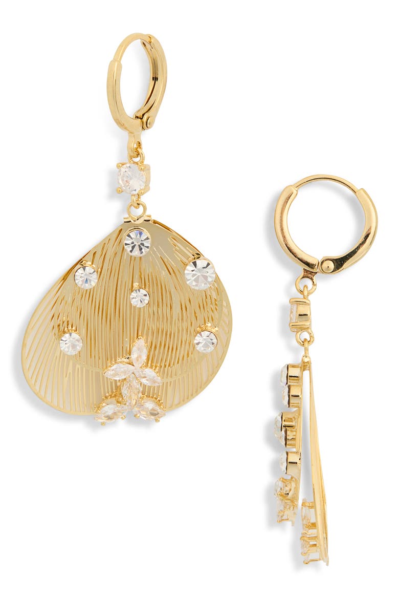 Jada Stripe Disc Drop Huggie Hoop Earrings, Main, color, GOLD