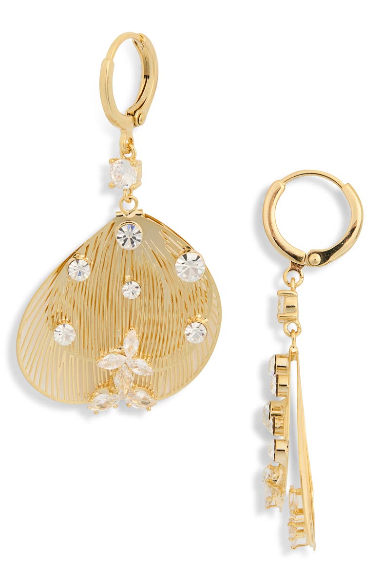 EYE CANDY LOS ANGELES Jada Stripe Disc Drop Huggie Hoop Earrings, Main, color, Gold