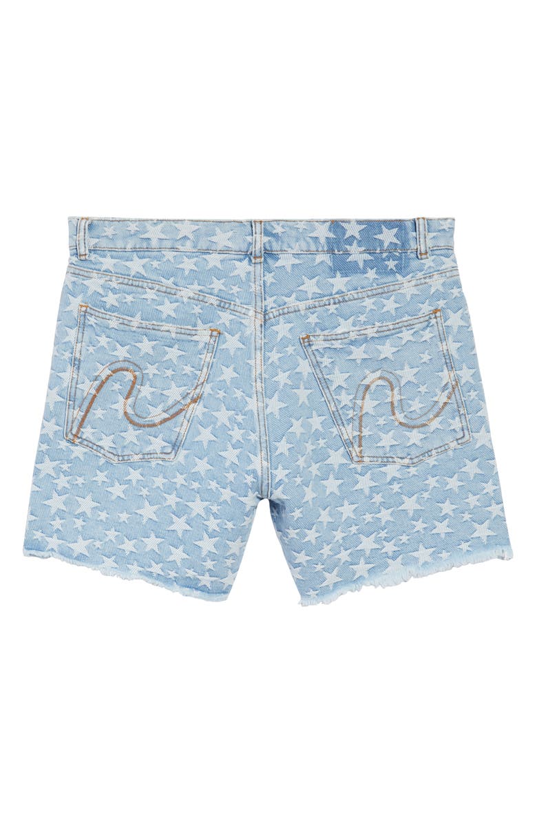 ERL Gender Inclusive Star Jacquard Cutoff Denim Shorts, Alternate, color, Blue