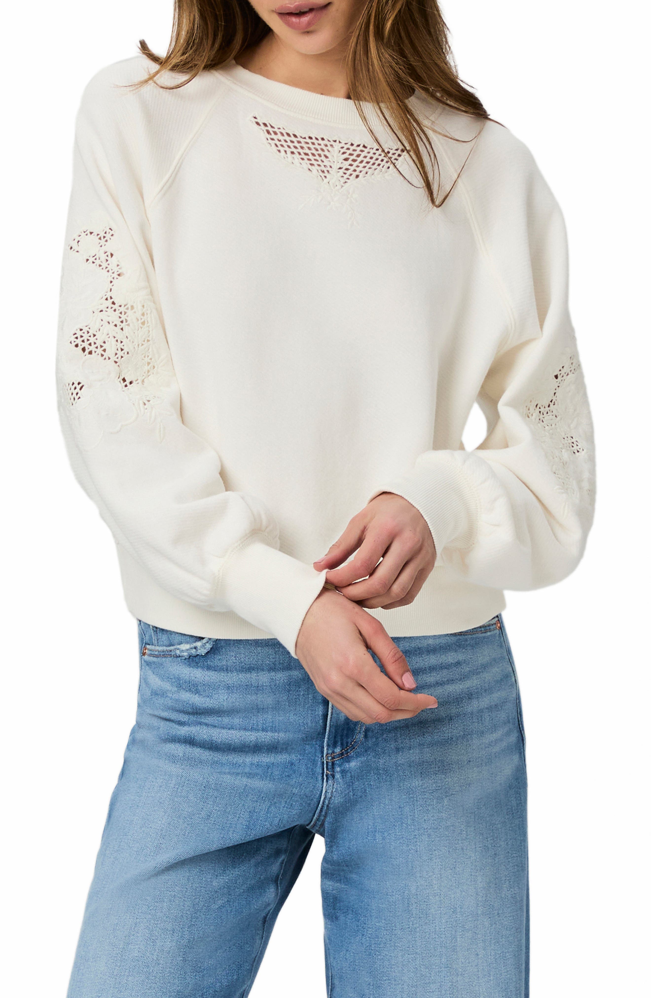PAIGE Yolanthe Embroidered Detail Cotton Sweatshirt