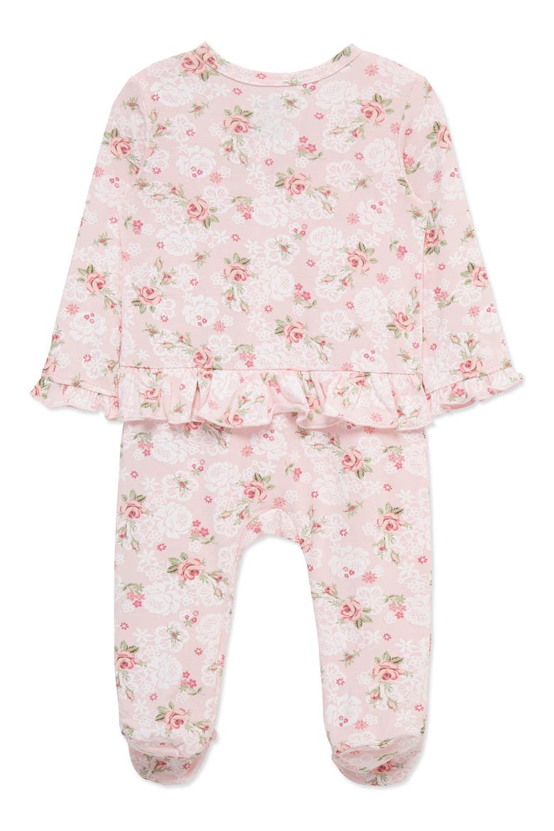Floral Ruffle Stretch Viscose Footie (Nordstrom Exclusive), Alternate, color, PINK