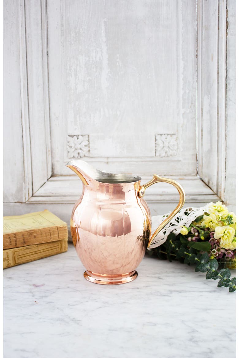 Vintage Inspired Copper Large Pitcher, Alternate, color, Copper