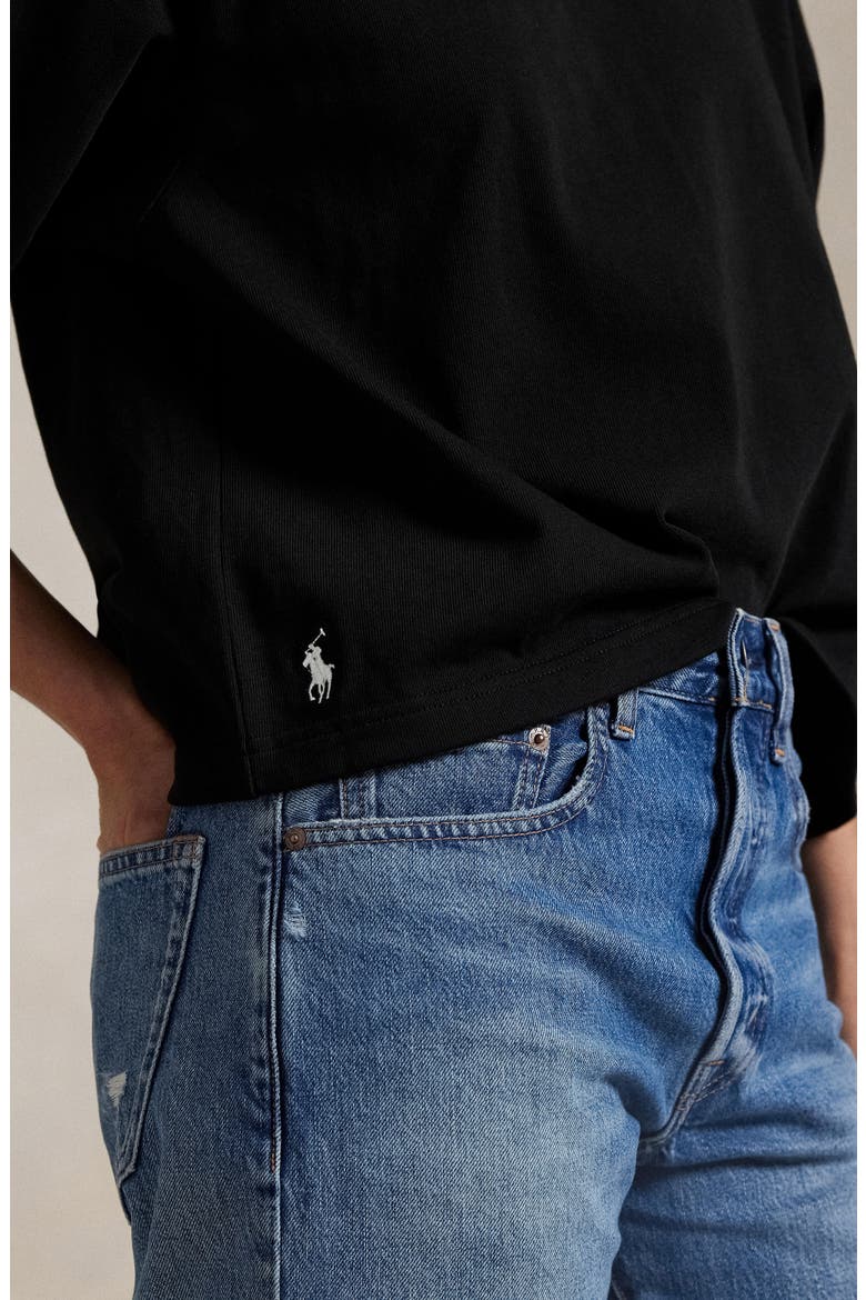 Long Sleeve Cotton T-Shirt, Alternate, color, POLO BLACK