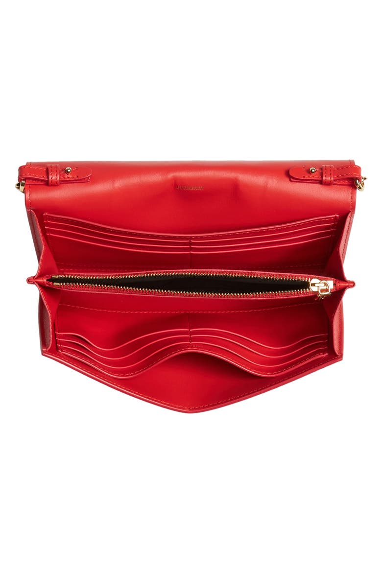 Monogram Motif Leather Wallet with Detachable Strap, Alternate, color, BRIGHT RED