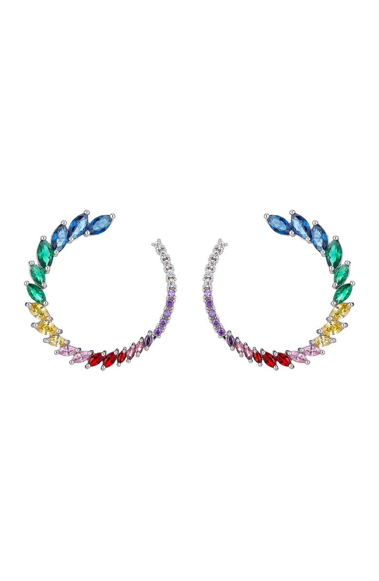 EYE CANDY LOS ANGELES Danielle Roman Marquise Cut Multi-Color Glass Open Circle Earrings, Main, color, 