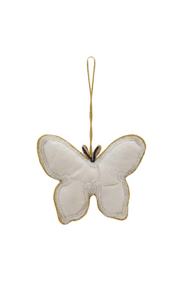 Butterfly Beaded White Christmas Tree Ornament, Alternate, color, White