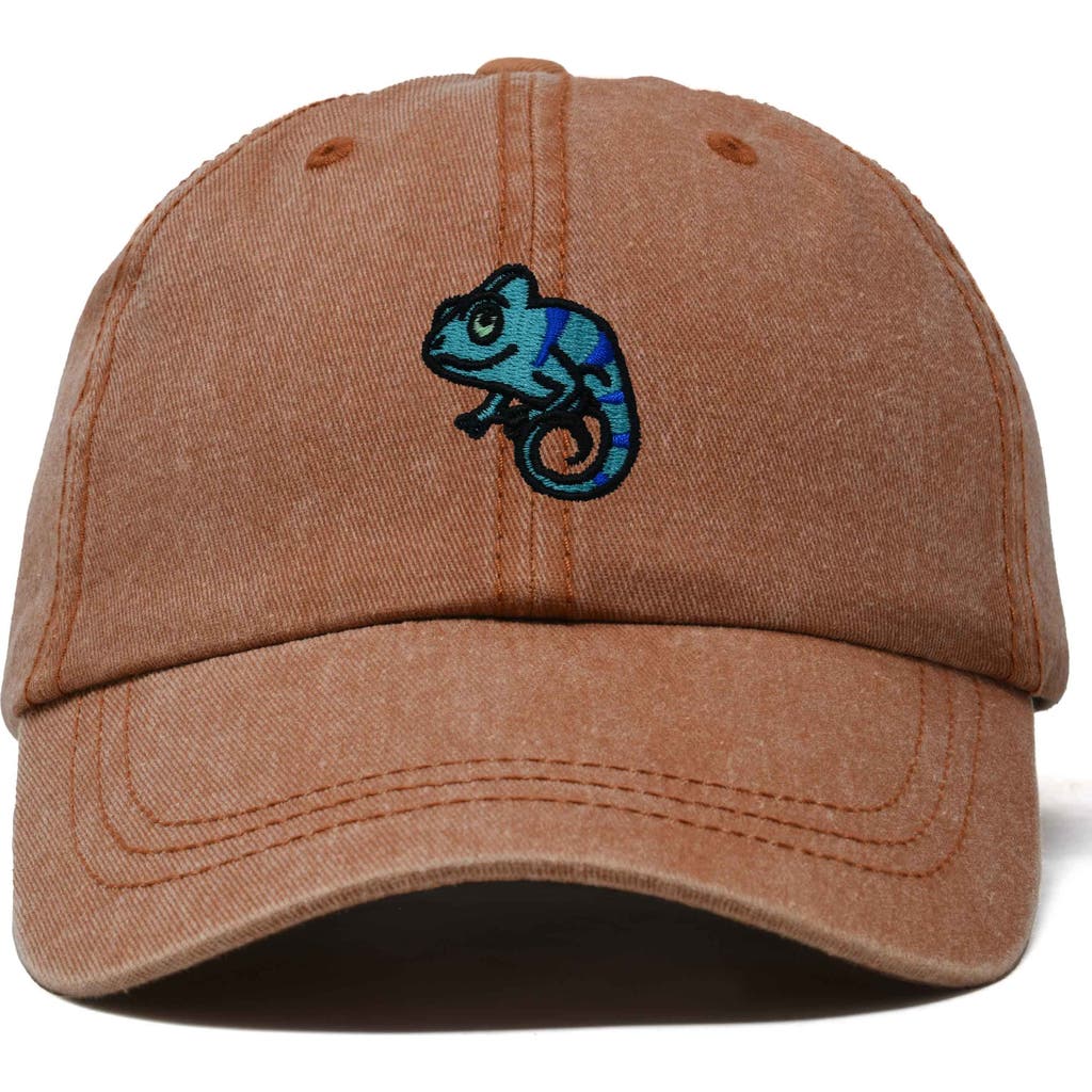 Dalix Chameleon Embroidered Dad Hat In Washed Orange