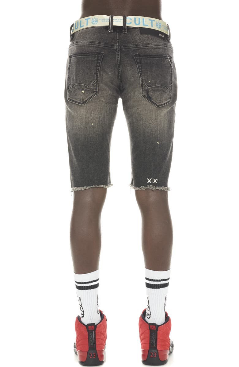 Cult of Individuality Rocker Belted Slim Fit Stretch Denim Shorts, Alternate, color, Avon