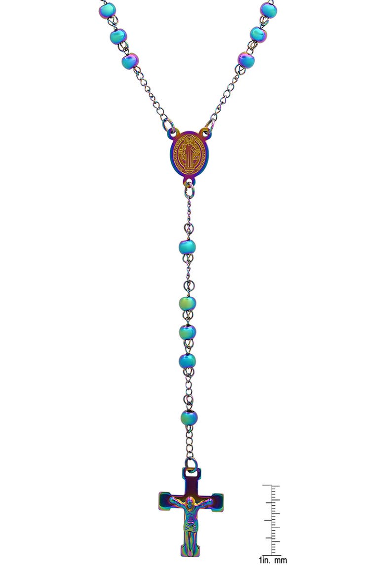 Men's Rosary Crucifix Necklace, Alternate, color, MULTI