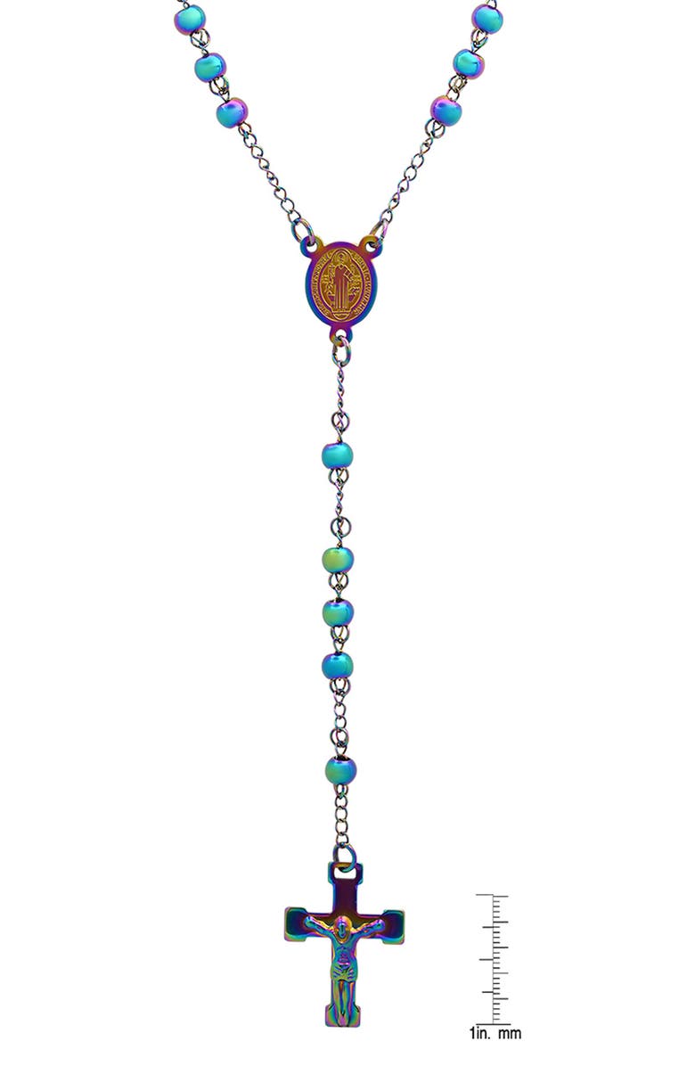 STEELTIME Men's Rosary Crucifix Necklace, Alternate, color, Multi