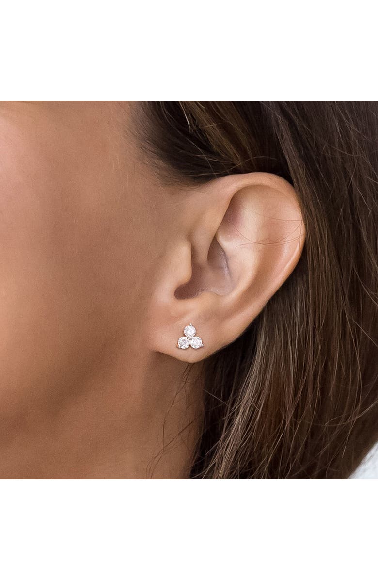 Julianna B. Moissanite 3-Stone Stud Earrings, Alternate, color, Sterling Silver