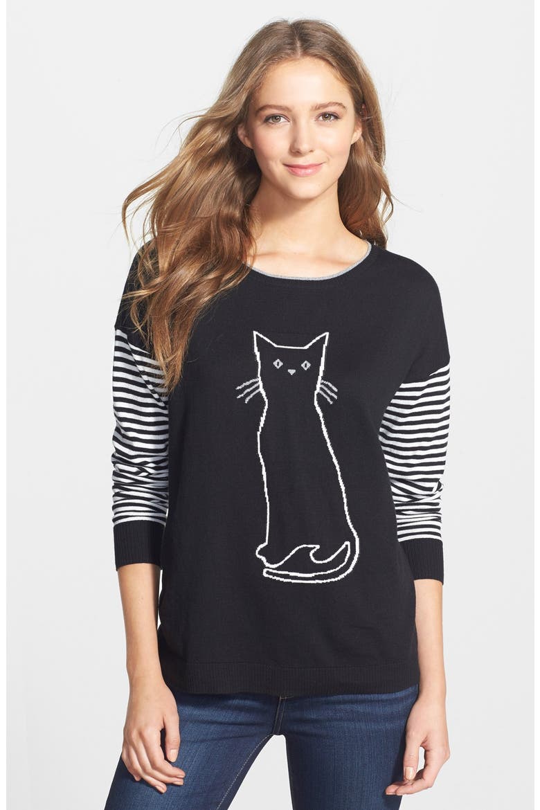 SOFT COTTON BLEND SWEATER, Main, color, BLACK COMBO