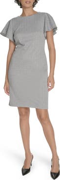 Tommy Hilfiger Flutter Sleeve Herringbone Sheath Dress