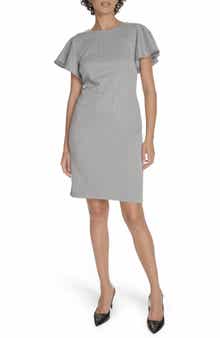 Tommy Hilfiger Flutter Sleeve Herringbone Sheath Dress