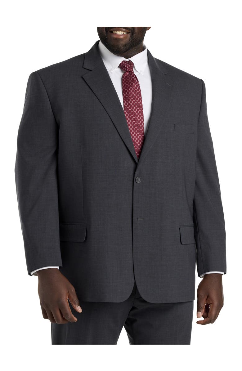 Oak Hill by DXL Big & Tall Perfect Fit Jacket-Relaxer Suit Jacket, Main, color, Charcoal