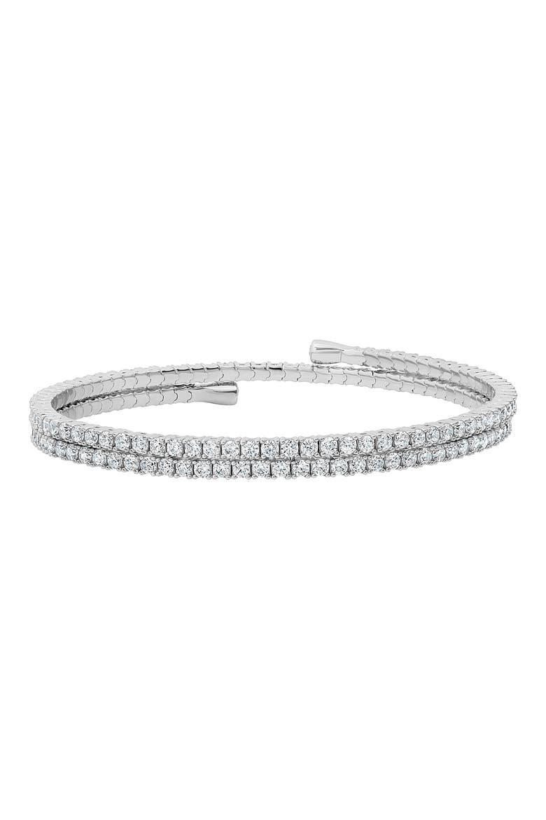 Round Cubic Zirconia Adjustable Wrap Bracelet, Main, color, PURE PLATINUM/ CLEAR STONE