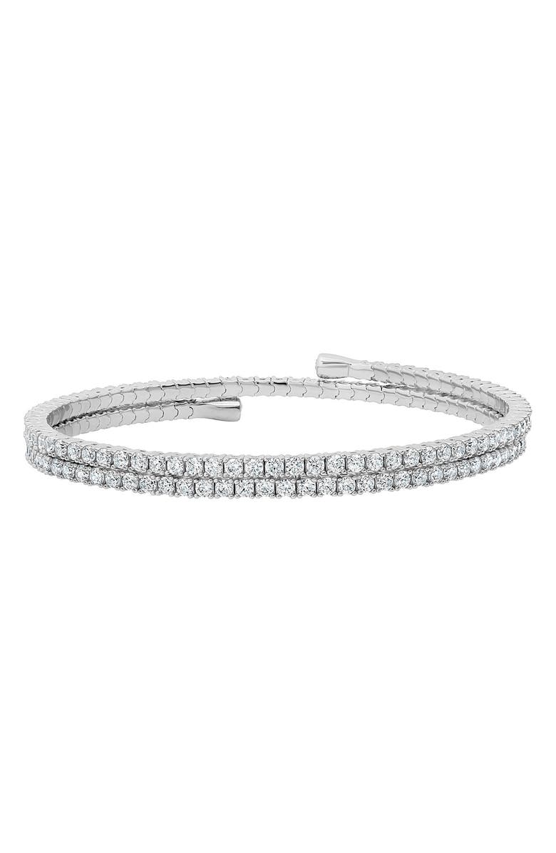 Crislu Round Cubic Zirconia Adjustable Wrap Bracelet, Main, color, Pure Platinum/ Clear Stone