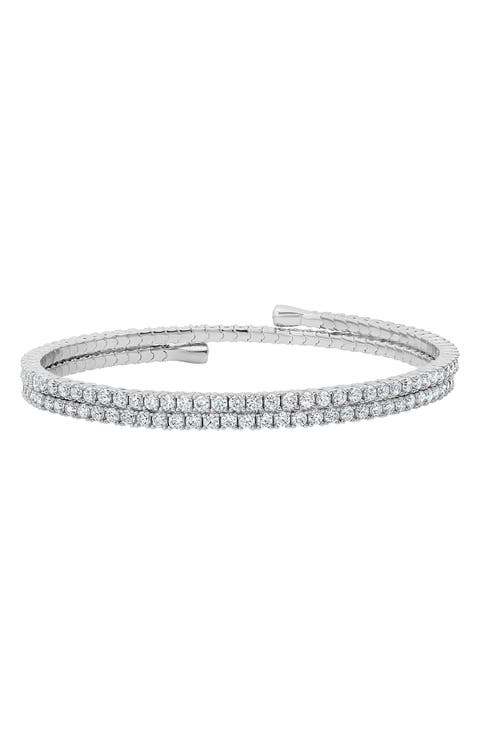 Round Cubic Zirconia Adjustable Wrap Bracelet