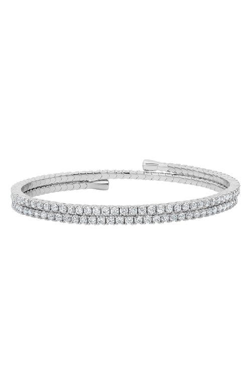 Crislu Round Cubic Zirconia Adjustable Wrap Bracelet In Silver