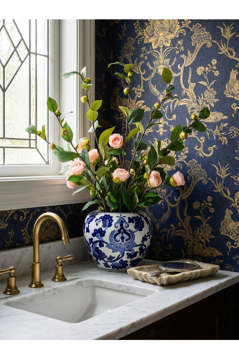 Beau Toile Rose Branch Arrangement, Alternate, color, Pink