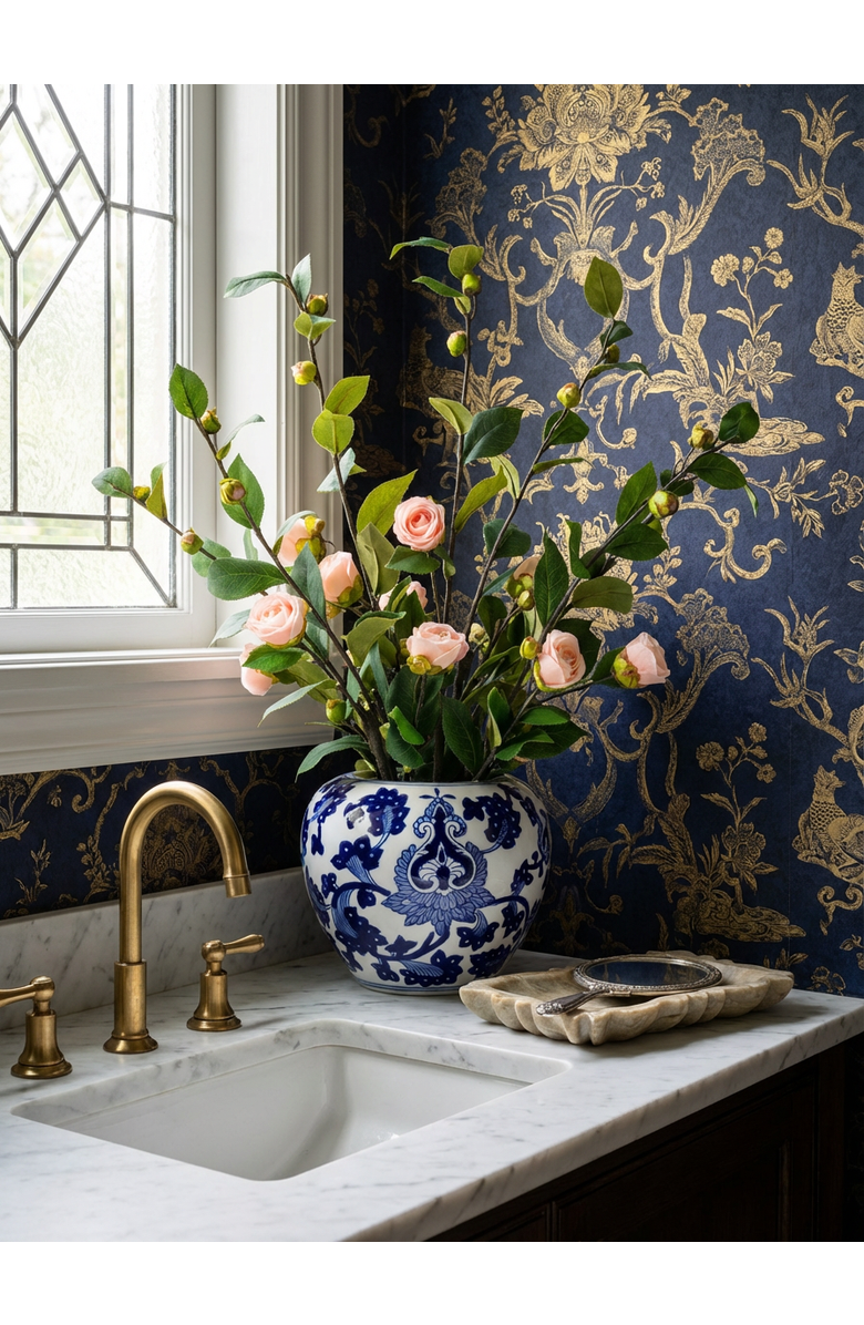 CocoBella Beau Toile Rose Branch Arrangement, Alternate, color, Pink