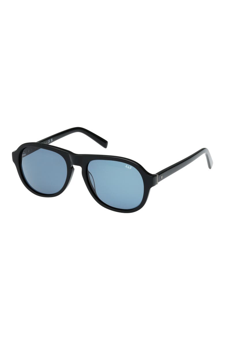 55mm Oval Sunglasses, Alternate, color, SHINY BLACK / BLUE