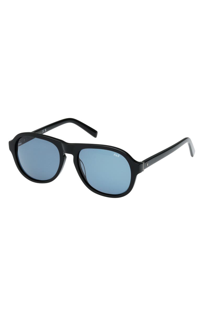 ABERCROMBIE & FITCH 55mm Oval Sunglasses, Alternate, color, Shiny Black / Blue