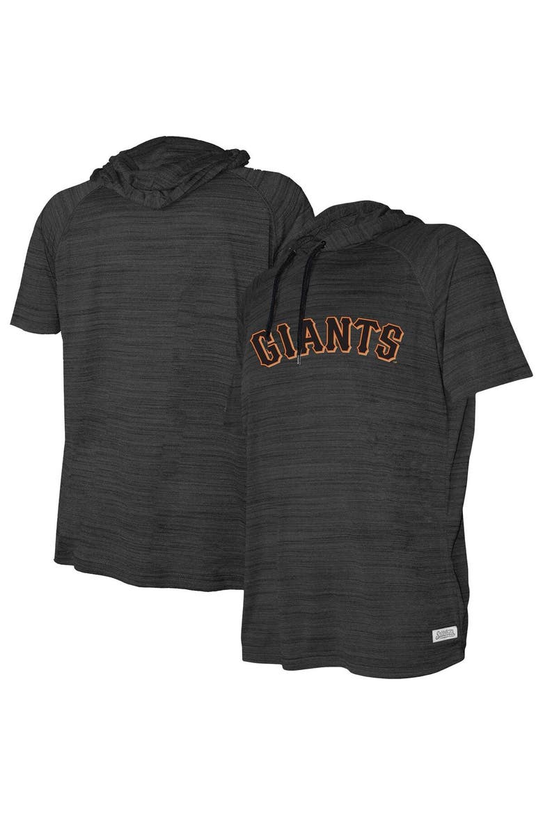 Youth Stitches Heather Black San Francisco Giants Raglan Short Sleeve Pullover Hoodie, Main, color, Heather Black