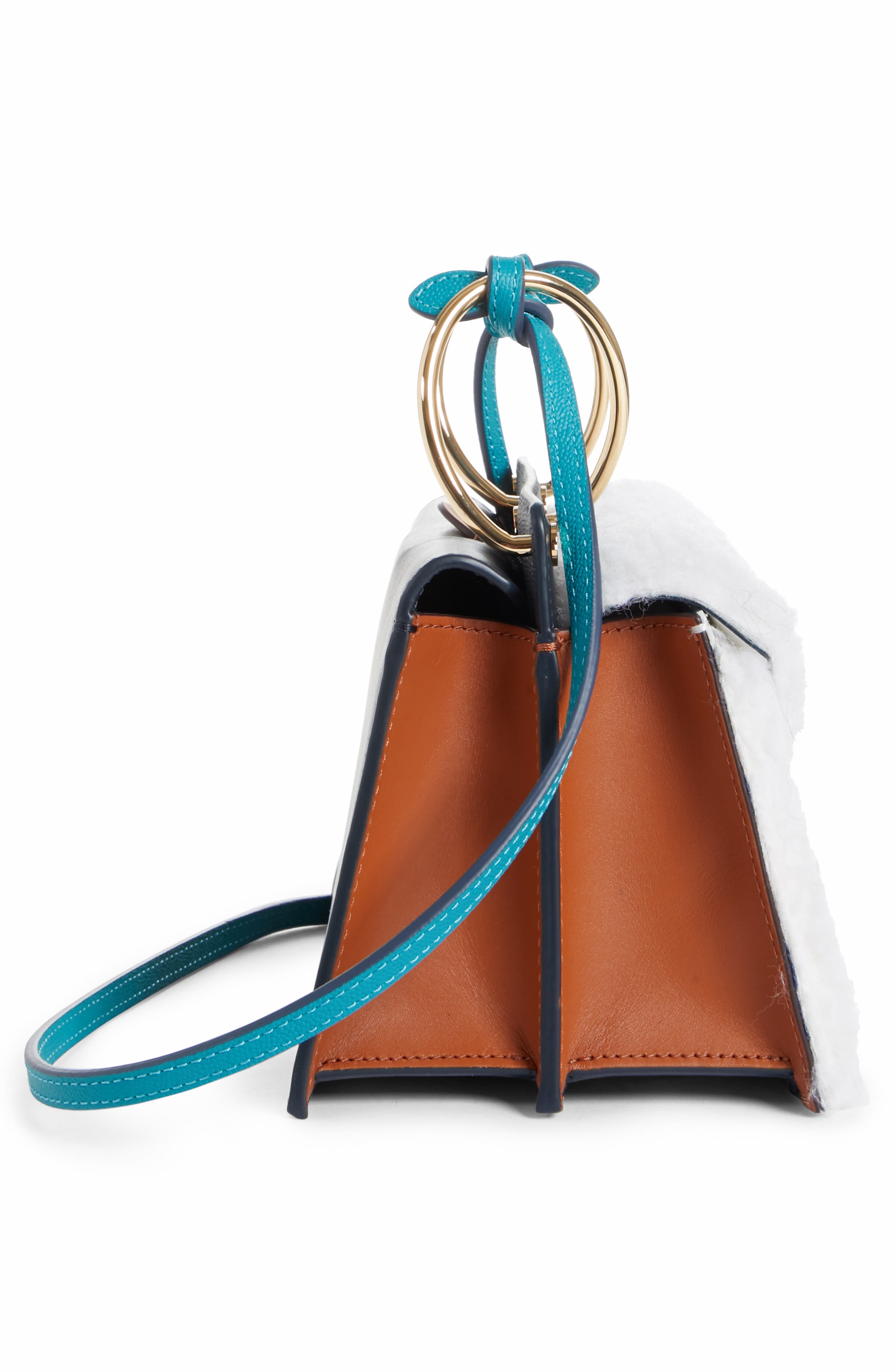 Mini Phoebe Leather Bag, Alternate, color, CURLY SHEARLING WHITE-MARINE