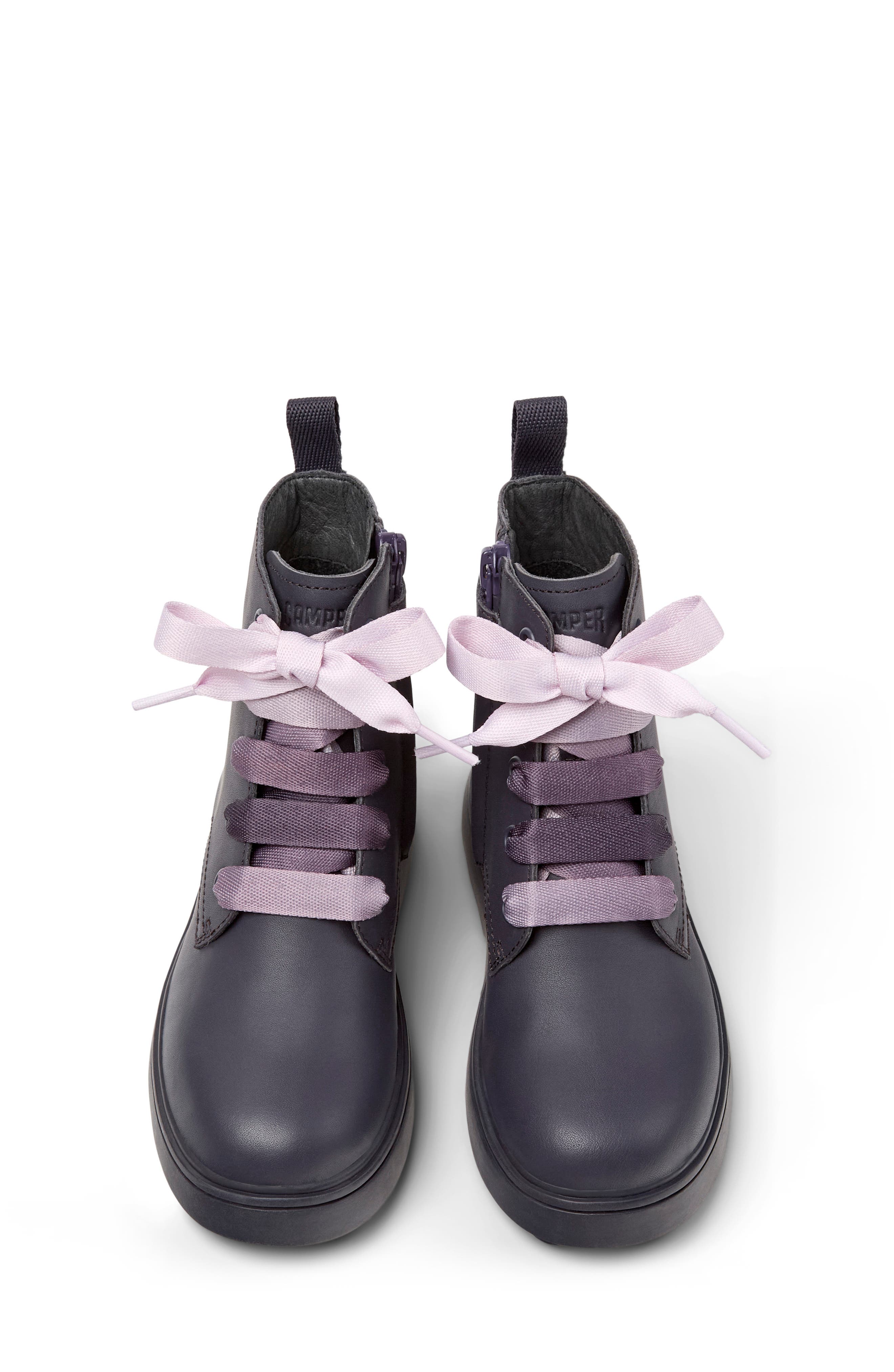 Camper Kids' Norte Combat Boot, Alternate, color, Black/ Dark Purple