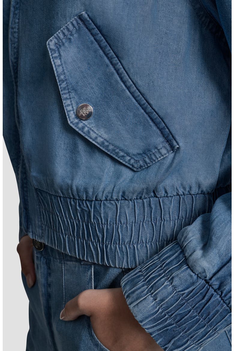 Front Zip Chambray Bomber, Alternate, color, STREAM WASH