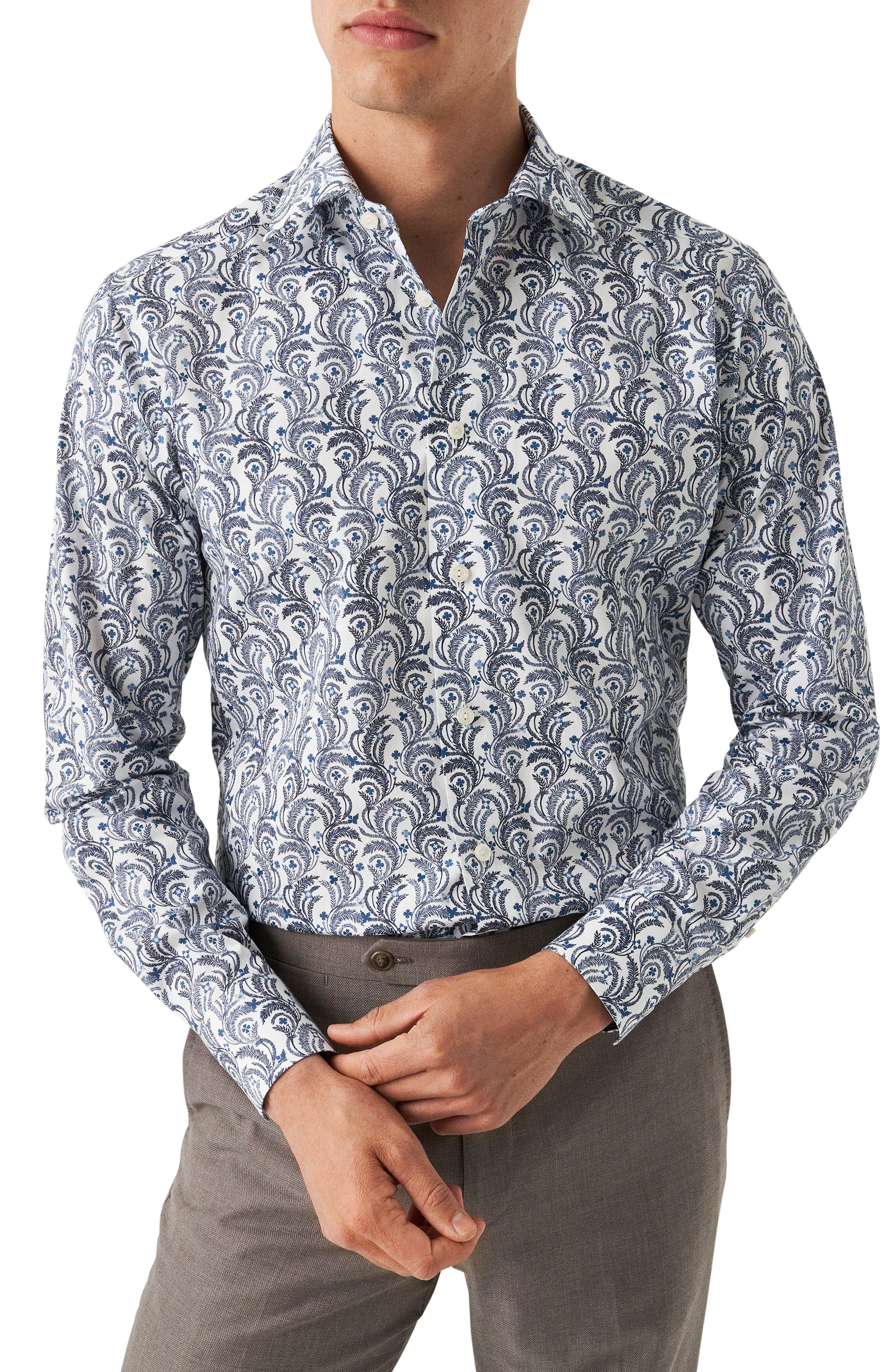 Eton Slim Fit Floral Cotton Dress Shirt