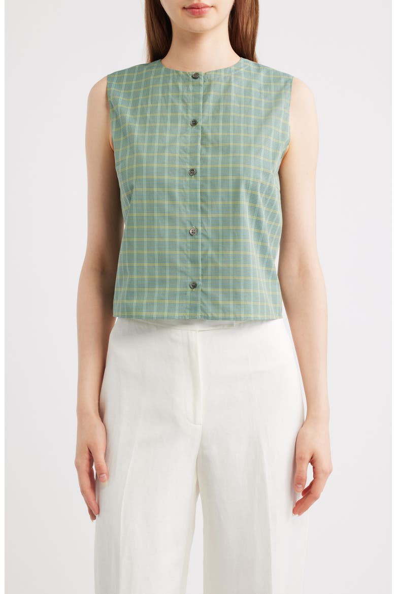 Button-Up Check Print Shell, Main, color, GREEN MULTI