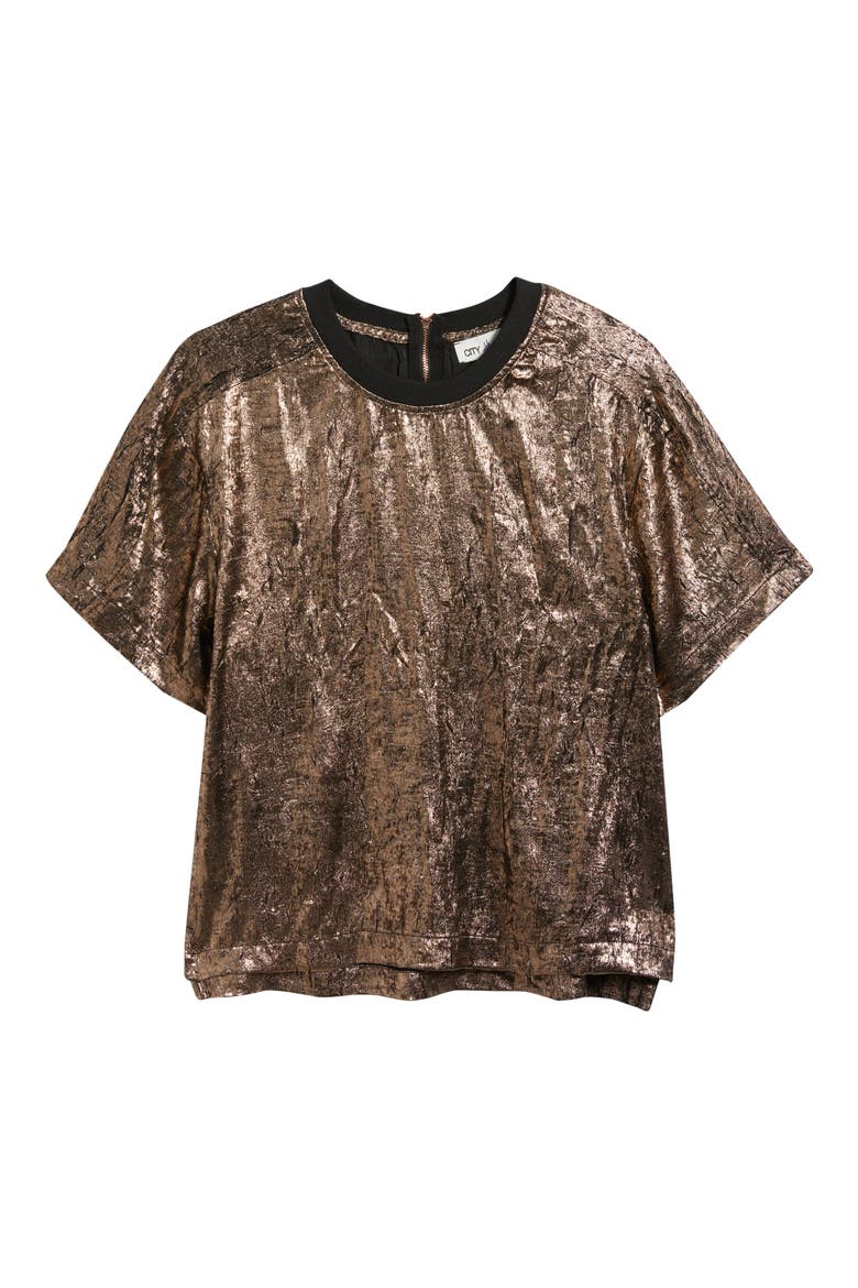 Foil Print T-Shirt, Alternate, color, CHAMPAGNE